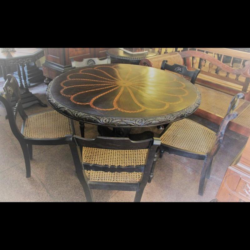 Ebony Dining Table with five chairs